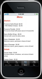 Menu screen