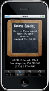 Daily Specials screen